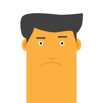 Flat face stylish angry man avatar vector character Stock Illustration