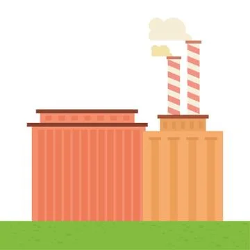 Flat factory building vector icon on white background. Stock Illustration