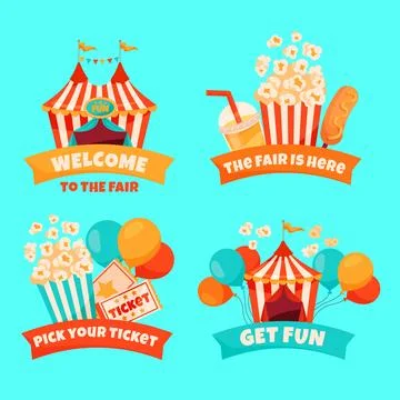 Flat fair labels collection Stock Illustration
