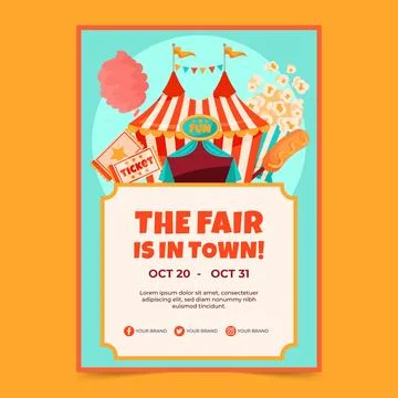 Flat fair vertical poster template Ilustração Stock