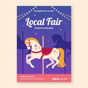Flat fair vertical poster template Ilustração Stock