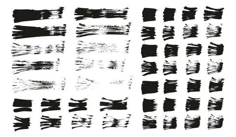 Flat Fan Brush Hand Drawn Thin Straight Lines Mix High Detail Abstract Mix Set Stock Illustration
