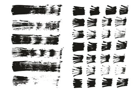 Flat Fan Brush Hand Drawn Thin Straight Lines Mix High Detail Abstract Mix Set Stock Illustration