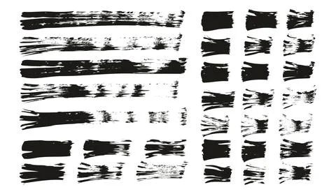 Flat Fan Brush Hand Drawn Thin Straight Lines Mix High Detail Background Mix Set Illustrazione stock