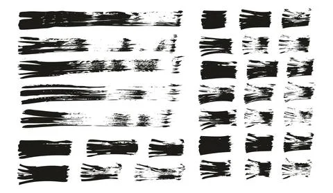 Flat Fan Brush Hand Drawn Thin Straight Lines Mix High Detail Background Mix Set Illustrazione stock