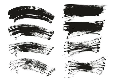 Flat Fan Brush Regular Curved &amp; Long Background Mix High Detail Abstract Vector Stock Illustration