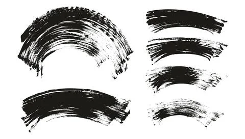 Flat Fan Brush Thin Curved Background Mix High Detail Abstract Vector Stock Illustration