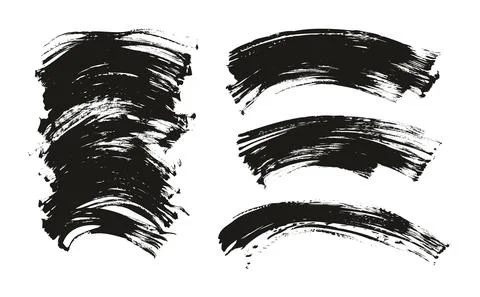Flat Fan Brush Thin Curved Background Mix High Detail Abstract Vector Stock Illustration