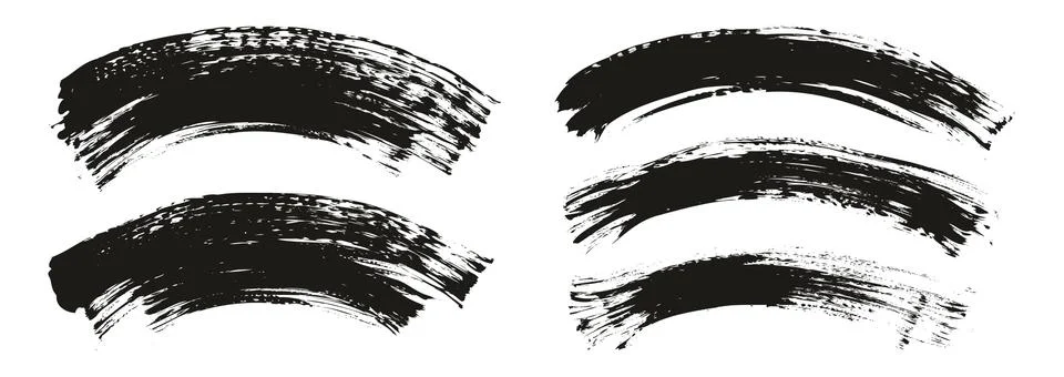 Flat Fan Brush Thin Curved Background Mix High Detail Abstract Vector Stock Illustration