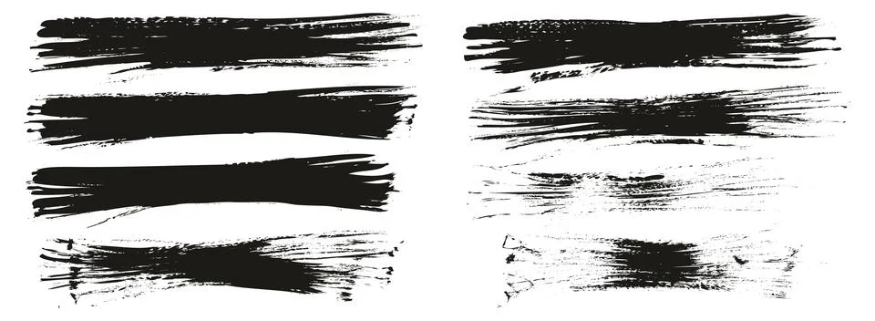 Flat Fan Brush Thin Long Background High Detail Abstract Vector Background Set Stock Illustration