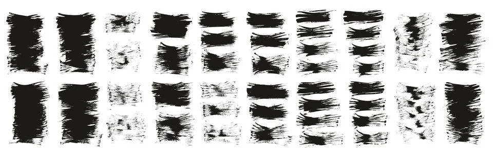 Flat Fan Brush Thin Short Background High Detail Abstract Vector MEGA Set Stock Illustration