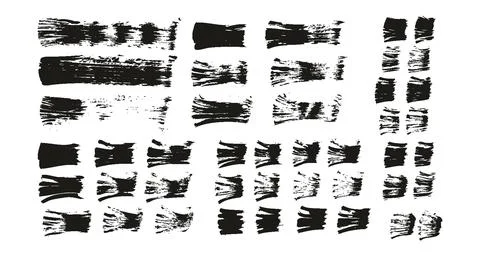 Flat Fan Brush Thin Straight Lines High Detail Abstract Vector Background Set Stock Illustration