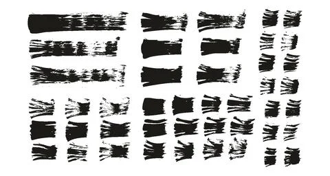 Flat Fan Brush Thin Straight Lines High Detail Abstract Vector Background Set Stock Illustration