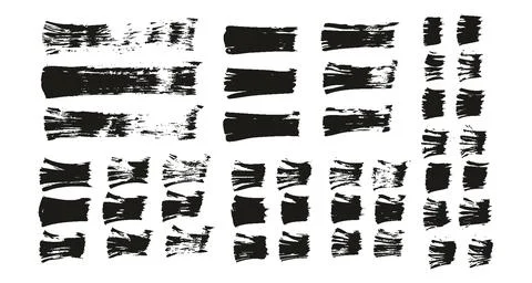Flat Fan Brush Thin Straight Lines High Detail Abstract Vector Background Set Stock Illustration