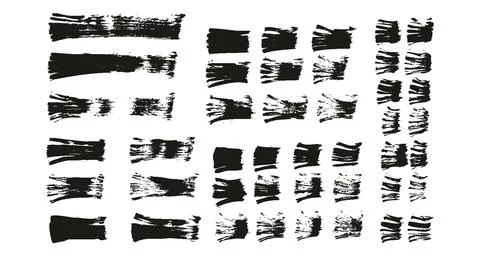 Flat Fan Brush Thin Straight Lines High Detail Abstract Vector Background Set Stock Illustration