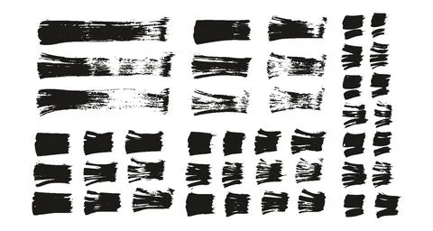 Flat Fan Brush Thin Straight Lines High Detail Abstract Vector Background Set Stock Illustration