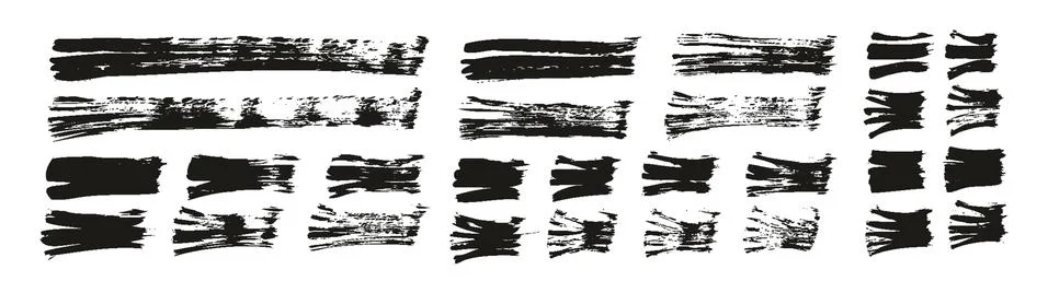 Flat Fan Brush Thin Straight Lines High Detail Abstract Vector Background Set Stock Illustration