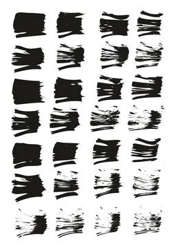Flat Fan Brush Thin Straight Lines High Detail Abstract Vector Background Set Stock Illustration