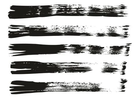 Flat Fan Brush Thin Straight Lines High Detail Abstract Vector Background Set Stock Illustration
