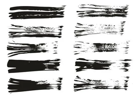 Flat Fan Brush Thin Straight Lines High Detail Abstract Vector Background Set Stock Illustration