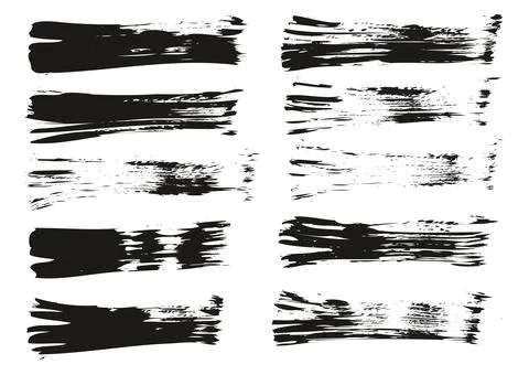 Flat Fan Brush Thin Straight Lines High Detail Abstract Vector Background Set イラスト素材