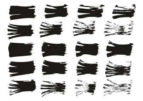 Flat Fan Brush Thin Straight Lines High Detail Abstract Vector Background Set Stock Illustration