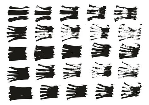 Flat Fan Brush Thin Straight Lines High Detail Abstract Vector Background Set Stock Illustration