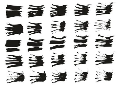 Flat Fan Brush Thin Straight Lines High Detail Abstract Vector Background Set Stock Illustration