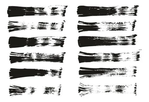 Flat Fan Brush Thin Straight Lines High Detail Abstract Vector Background Set Stock Illustration