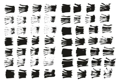 Flat Fan Brush Thin Straight Lines High Detail Abstract Vector Background Set Stock Illustration
