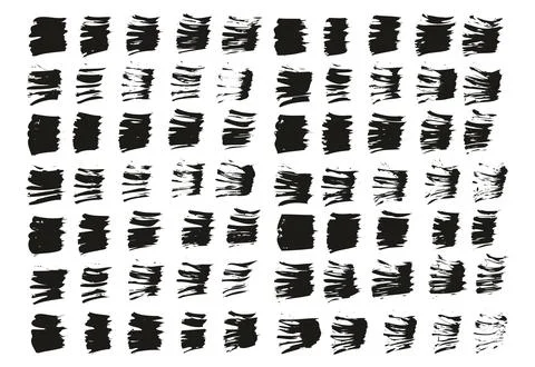 Flat Fan Brush Thin Straight Lines High Detail Abstract Vector Background Set Stock Illustration