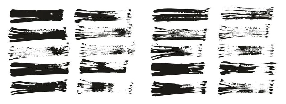 Flat Fan Brush Thin Straight Lines High Detail Abstract Vector Background Set Illustrazione stock