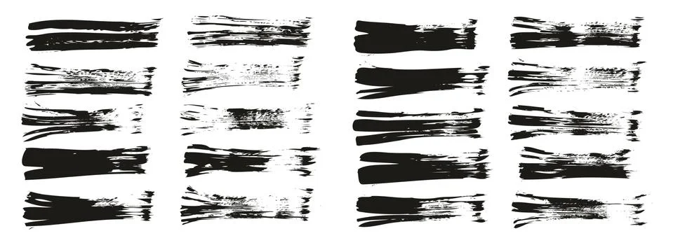 Flat Fan Brush Thin Straight Lines High Detail Abstract Vector Background Set イラスト素材