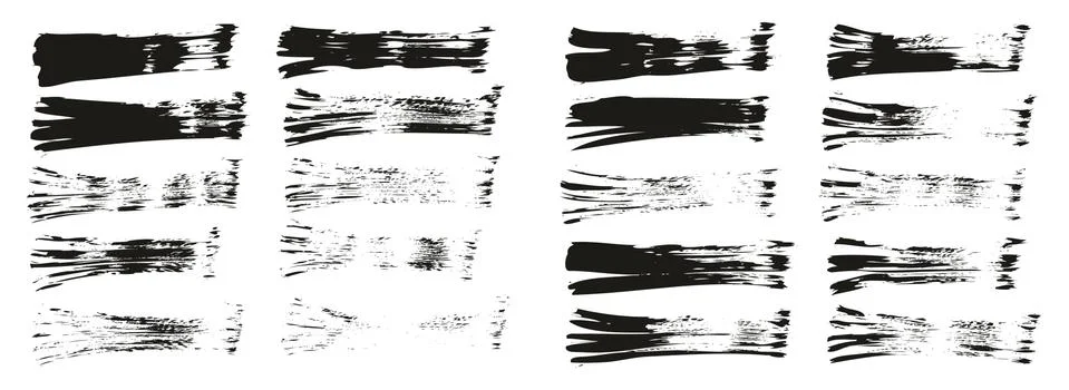 Flat Fan Brush Thin Straight Lines High Detail Abstract Vector Background Set イラスト素材