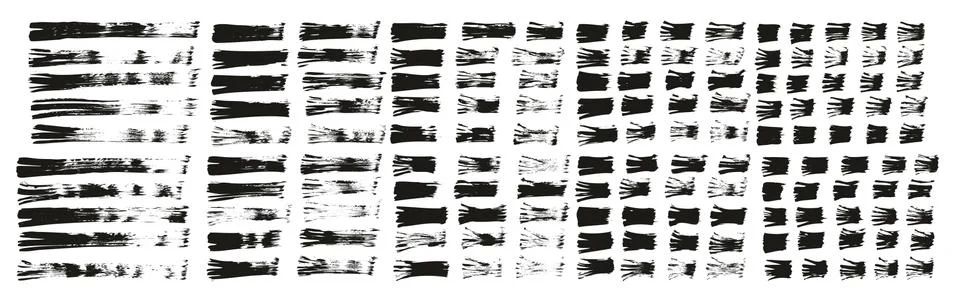 Flat Fan Brush Thin Straight Lines High Detail Abstract Vector Background Set Stock Illustration
