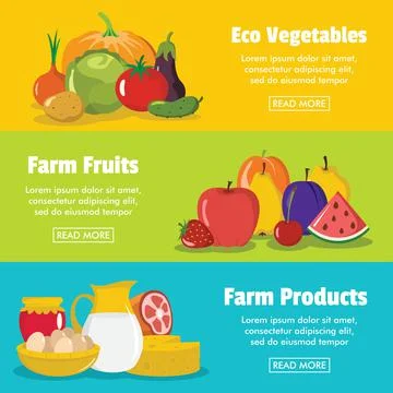 Flat farm banners Stock Illustration