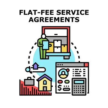 Flat fee service agreements and transparent pricing concept Stock Illustration
