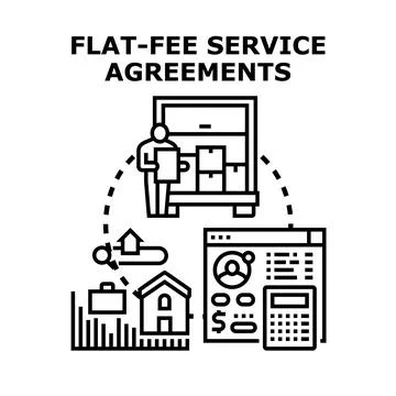 Flat fee service agreements and transparent pricing concept Stock Illustration