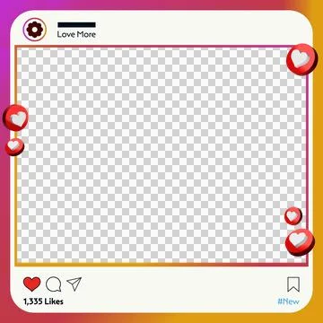 Flat feed card showing gradient border with avatar, hearts, icons and hashtag on 스톡 일러스트