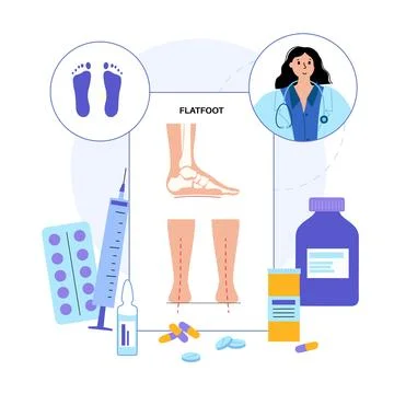 Flat feet anatomy Stock Illustration