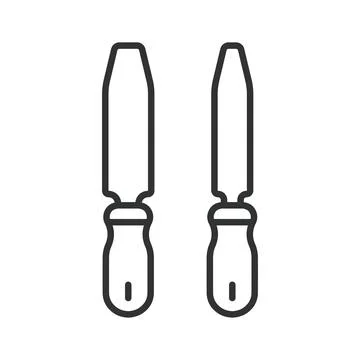 Flat files, icon in line design. flat files, flat file tool, metal file, hand Stock Illustration
