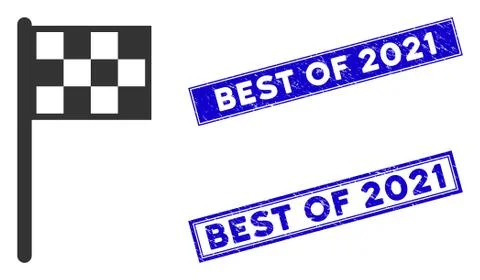 Flat Final Flag Icon and Distress Rectangle Best of 2021 Watermarks Stock Illustration