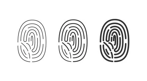Flat fingerprints icon set. Imprint thumb symbol. Sign scanner finger vecto.. Stock Illustration