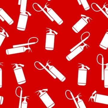 Flat Fire Extinguisher Seamless Pattern Background. Vector Illus Illustrazione stock