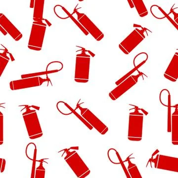 Flat Fire Extinguisher Seamless Pattern Background. Illus Stock Illustration