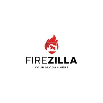 Flat FIRE GODZILLA blaze flame logo design Stock Illustration