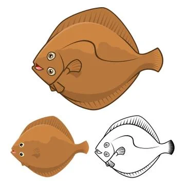 Flat Fish Cartoon Character Stock Illustration