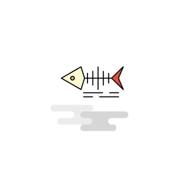 Flat Fish skull Icon. Vector Stock Illustration