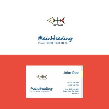 Flat Fish skull Logo and Visiting Card Template. Busienss Concept Logo Design Stock Illustration