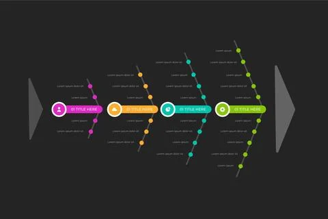 Flat fishbone infographic concept 스톡 일러스트